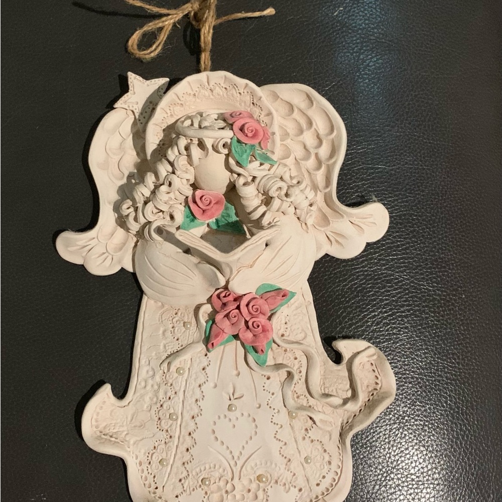 VINTAGE.Decorative Angel Wall Hanging with Pink Accents - Picture 2 of 5